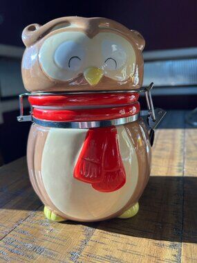 Swiss Miss Hot Cocoa Winter Owl ceramic canister/ cookie  jar  limited edition